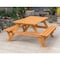 Gardenised Outdoor Wooden Patio Deck Garden 6-Person Picnic Table, for Backyard, Garden, Stained QI004434.ST - alternate 4